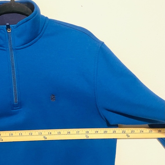 Izod Mens Sweatshirt Size Medium Blue Stretch 1/4 Zip Pullover Advantage Preform - Picture 6 of 7